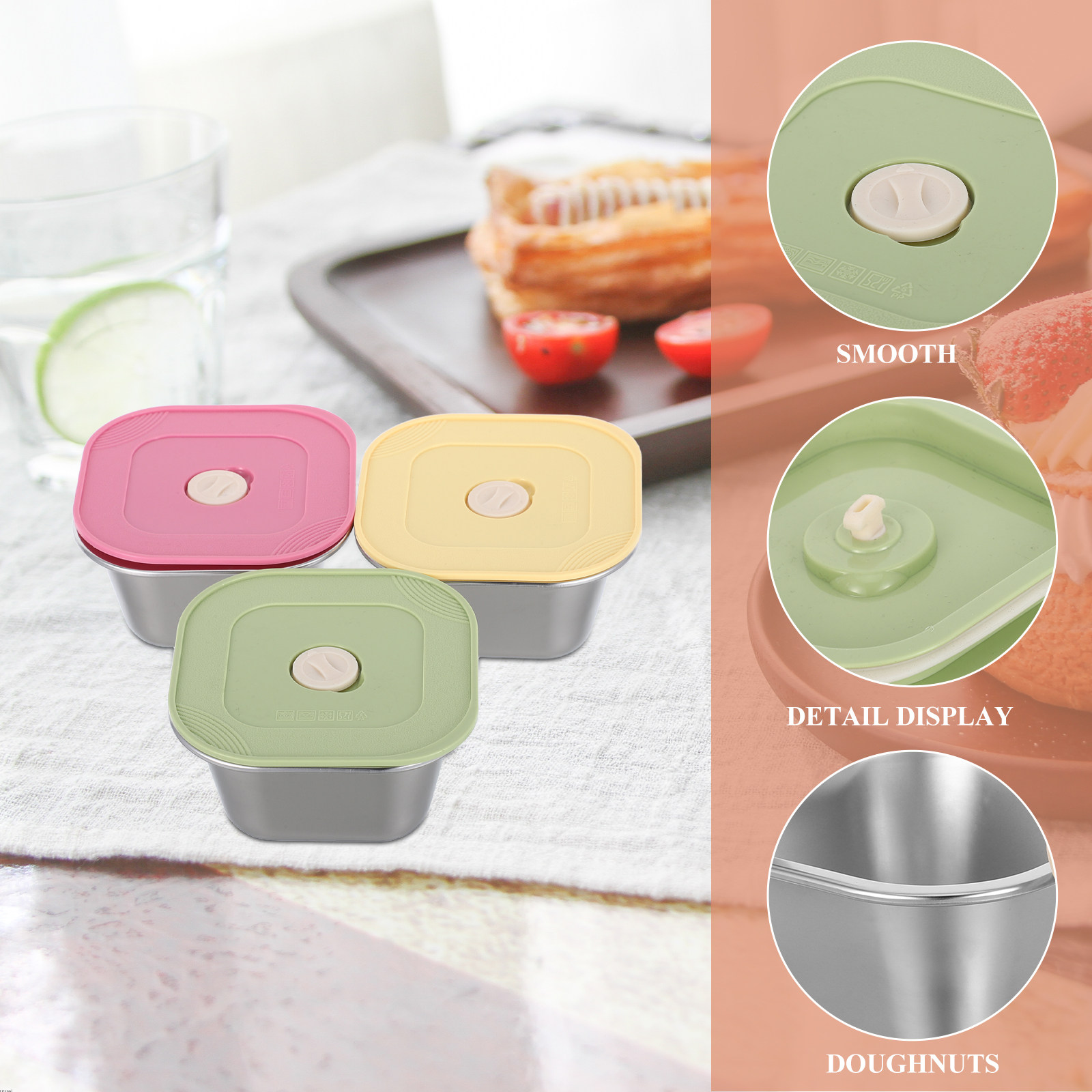 Juego de 3 recipientes de acer - Food Prep Snacks reseña y precio
